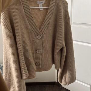 Beige Ribbed Women's Sweater